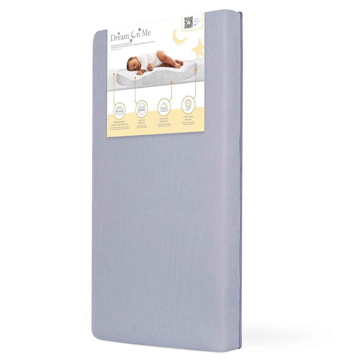 Dream On Me Snuggles Colchón Extra Firme para Cuna de bebé, colchón de Cuna con certificación Greenguard Gold y JPMA, se Adapta a Todas Las cunas portátiles y Mini, Cubierta de Vinilo Impermeable, 10