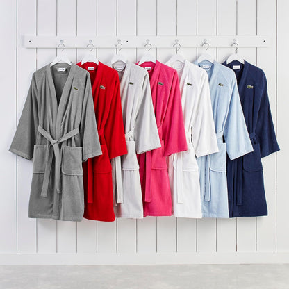 Lacoste - Bata de baño clásica de piqué 100% algodón suave, bata de baño unisex para adultos, absorbente y de secado rápido, talla única