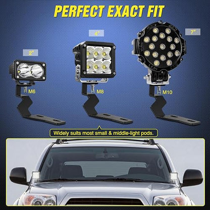 Nilight - Soporte de luz de zanja para campana, bisagras de capó, kit de soporte de montaje para luces LED auxiliares todoterreno, luces de trabajo compatibles con Toyota 4Runner 4ª generación 2003