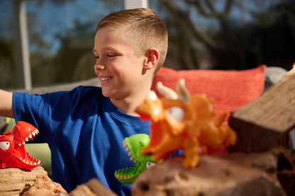Smashers Dino Island Mini T-Rex Battles Playset (Red Dino) de ZURU Boys Dinosaur Battling Toys Dispara Fuegos Coleccionable Sorpresa Unboxing Skull