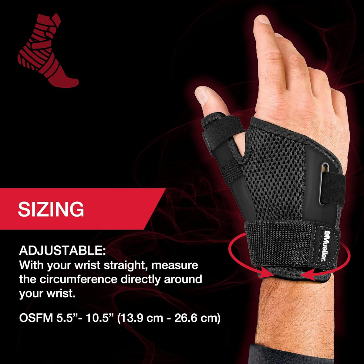 Mueller Sports Medicine Estabilizador de pulgar ajustable para ajustar, para hombres y mujeres, negro, talla única