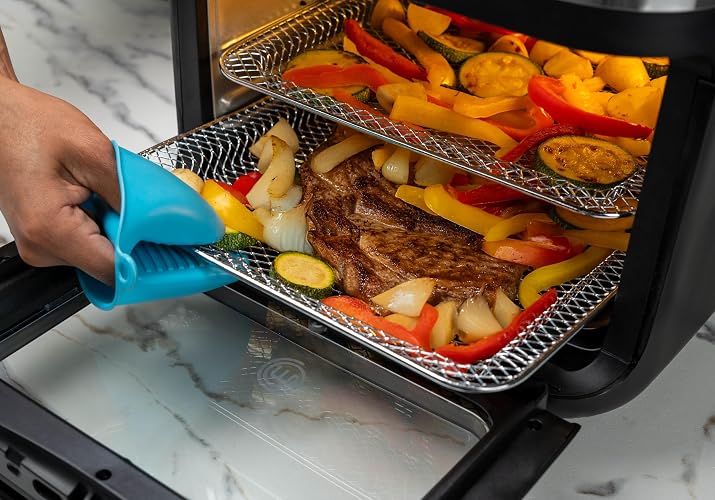 Hukën x MasterChef | Horno Freidora de Aire Multifuncional Premium 12 L | 10 Funciones | Panel Touch | Apagado Automático | Luz Interna | Acero Inoxidable | Accesorios y Recetario