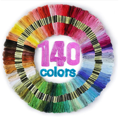LOVIMAG Hilo de bordar, 140 colores, madejas, pulseras de amistad para hacer cuerdas de punto, kit de suministros de hilo fino, patrones de costura de algodón, cuerdas de ganchillo, tiras de ganchillo