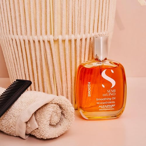 Alfaparf Milano Semi Di Lino Smooth Smoothing Oil - Aceite Alisador Anti-Frizz y Protector Térmico para Cabello Lacio, Brillo Extremo, 100 ml
