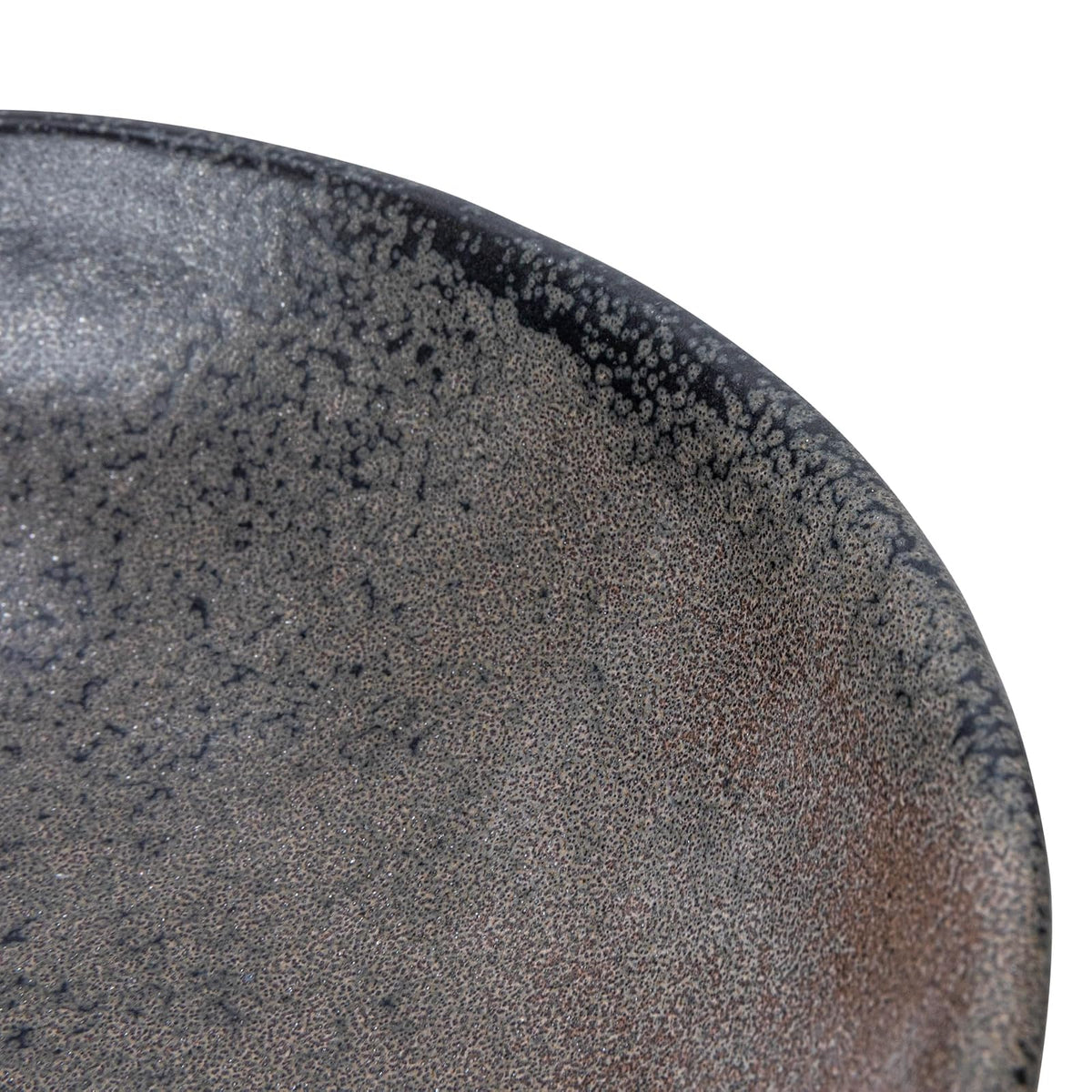 Creative Co-Op - tazón de gres con mango y base, esmalte reactivo negro