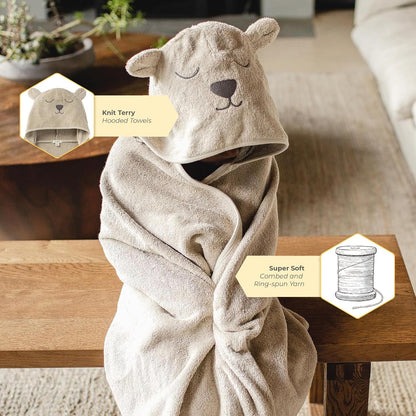 Burt's Bees - Toallas con Capucha para bebés y niños pequeños, algodón orgánico, Esenciales de baño, Toalla Suave para niños
