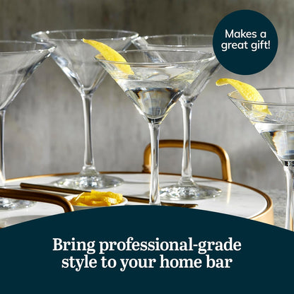 Libbey Entertaining Essentials - Juego de 6 vasos Martini aptos para lavaplatos, vasos Martini de tallo alto para fiestas y más