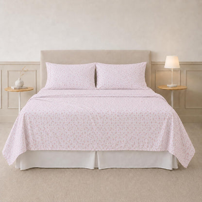 Juego de sábanas de microfibra Amrapur | Juego de sábanas de lujo suave 100% microfibra con estampado de rosas con sábana bajera de bolsillo profundo, sábana plana y 2 fundas de almohada, Blush, Individual, 1, 1
