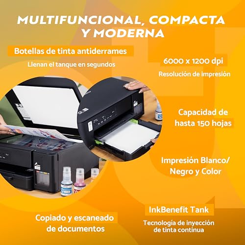 Brother Multifuncional InkBenefit Tank DCP-T430W, Tinta Continua, Wi-Fi | Tecnología InkBenefit Tank, Impresión Wi-Fi 5GHz, Tinta Recargable, Impresión 7,500 Págs. en Negro y 5,000 Págs. en Color