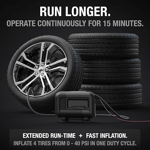 NOCO AIR15: Inflador de Llantas Ultrarrápido 15A – Compresor de Aire Portátil 12V – Flujo de 44 SLPM Infla de 0 a 40 PSI en 2.9 Minutos – Medidor Digital y Apagado Automático