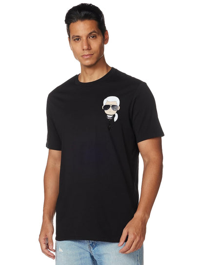 Karl Lagerfeld - Playera clásica de Manga Corta con Cuello Redondo para Hombre - CH - Negro -
