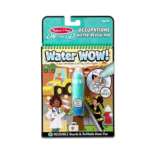 Melissa & Doug On the Go Water Wow! Ocupaciones (Bloc Reutilizable de Actividades Revela con Agua, Pluma Gruesa de Agua)