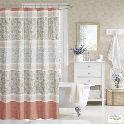Madison Park Dawn Cortina de Ducha, 72 x 72 cm, Color Coral