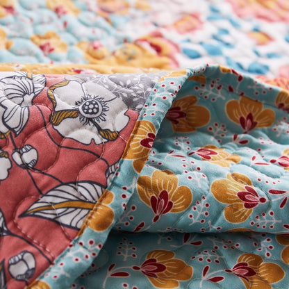 Barefoot Bungalow Carlie Floral Multicolor Juego de edredón Reversible, Tamaño 3 Piezas King, Retazos de calicó