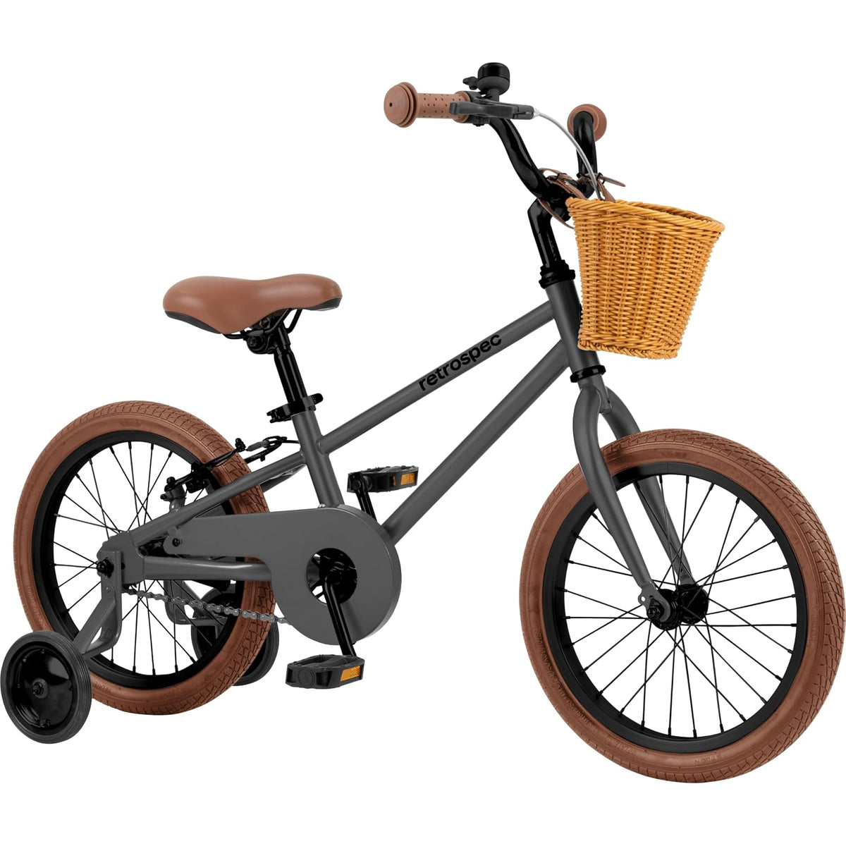 Retrospec Beaumont Mini Bicicleta Infantil de 16 Pulgadas para niños de 4 a 6 años con neumáticos de amortiguación, Frenos en V, Ruedas de Entrenamiento, Cesta y Campana para niños y niñas