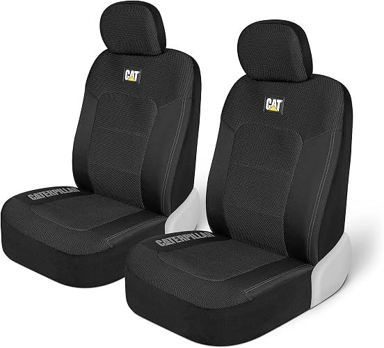 Caterpillar - Fundas de asiento de automóvil Cat® MeshFlex para automóviles, camiones y SUV (juego de 2), fundas de asiento de automóvil negras para asientos delanteros,