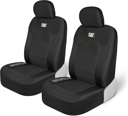 Caterpillar - Fundas de asiento de automóvil Cat® MeshFlex para automóviles, camiones y SUV (juego de 2), fundas de asiento de automóvil negras para asientos delanteros,