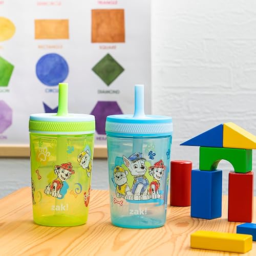 Zak Designs - Vasos para niños pequeños con diseño a prueba de fugas, ideales para viajes o en casa, 15 onzas, paquete de 2 vasos de plástico duraderos con diseño a prueba de fugas que son perfectos