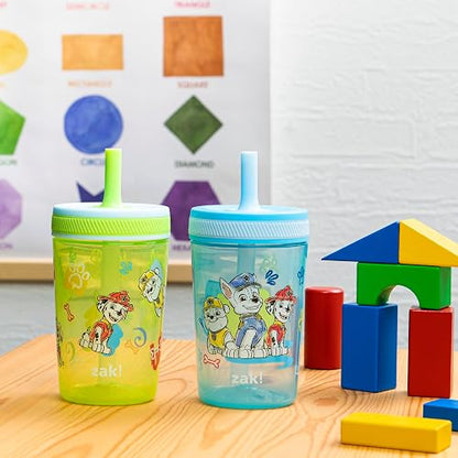 Zak Designs - Vasos para niños pequeños con diseño a prueba de fugas, ideales para viajes o en casa, 15 onzas, paquete de 2 vasos de plástico duraderos con diseño a prueba de fugas que son perfectos