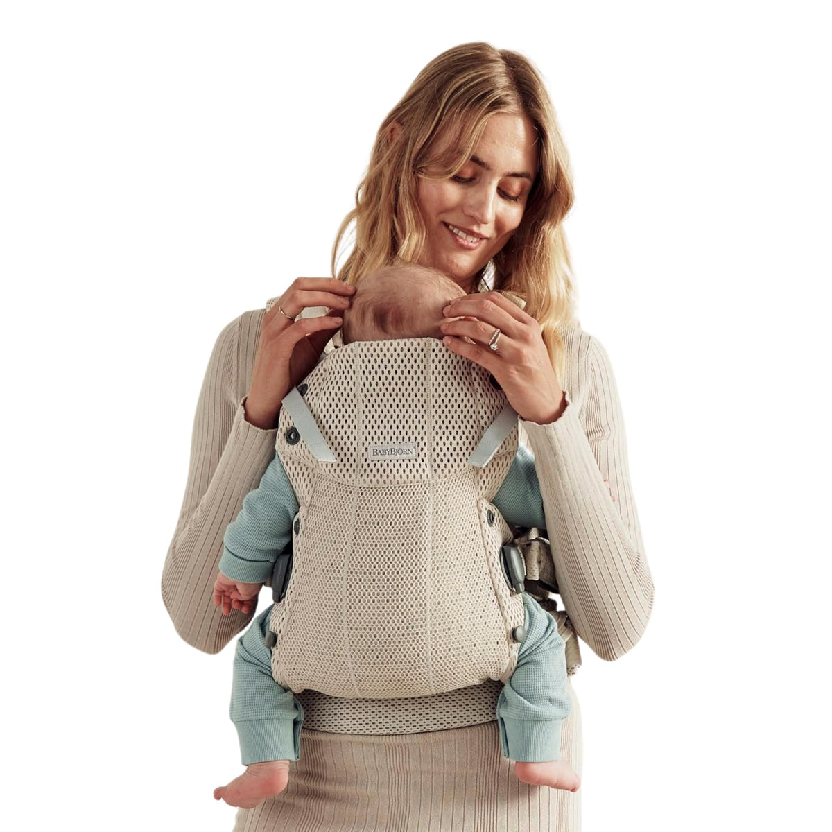 BabyBjörn Canguro Portabebé Harmony, Malla 3D, Crema