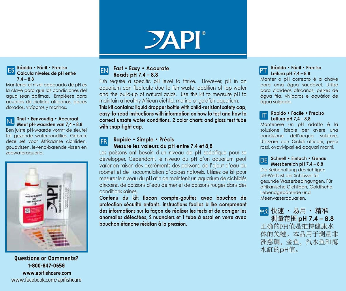 API HIGH RANGE PH TEST KIT 160-Test Freshwater and Saltwater Aquarium Water Test Kit