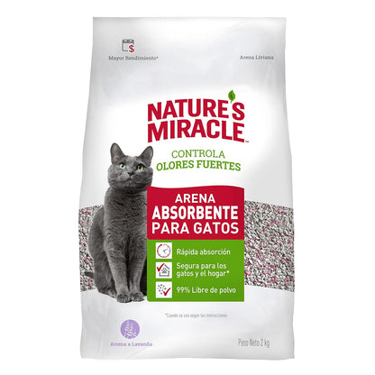 Nature's Miracle Arena para Gato Absorbente 99% sin Polvo Aroma Lavanda 2kg