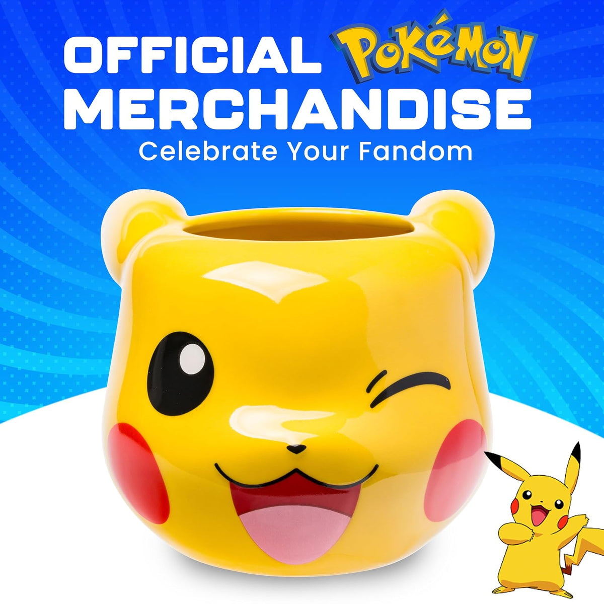 Silver Buffalo Pokemon Pikachu Wink - Taza esculpida 3D