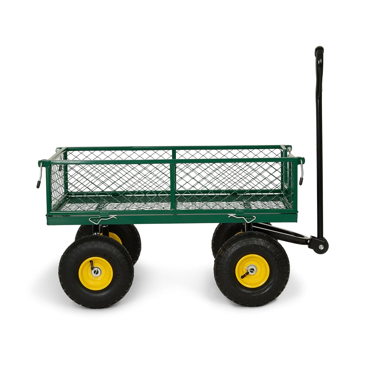 Backyard Expressions - Carrito de jardín Resistente de 400 Libras con Lados de Malla extraíbles, Cama de Acero recubierta de Polvo, neumáticos neumáticos, asa de tracción para Patio
