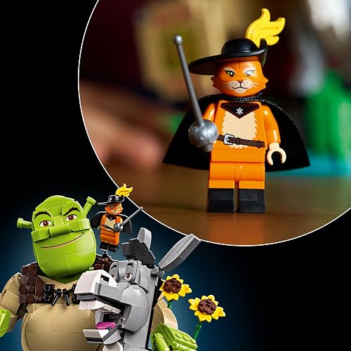 LEGO Shrek: Shrek, Burro y Gato con Botas – Kit de Construcción – Recuerdo de la Película con 3 Figuras – Set Nostálgico – Idea de Regalo para Mayores de 18 Años – 72423
