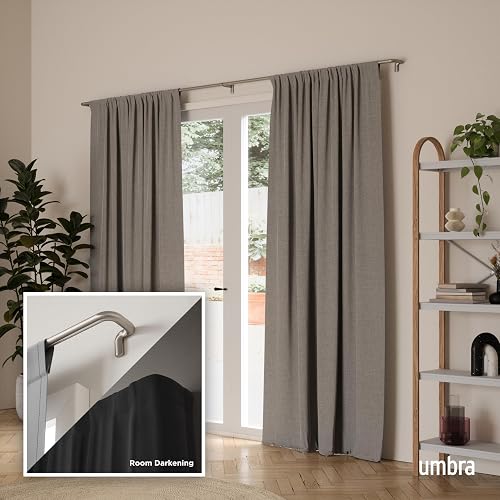 Umbra Twilight Cortinero Sencillo para Cortinas Blackout y Oscurecer Habitación, 122-224 cm, Incluye Accesorios de Instalación, Plateado