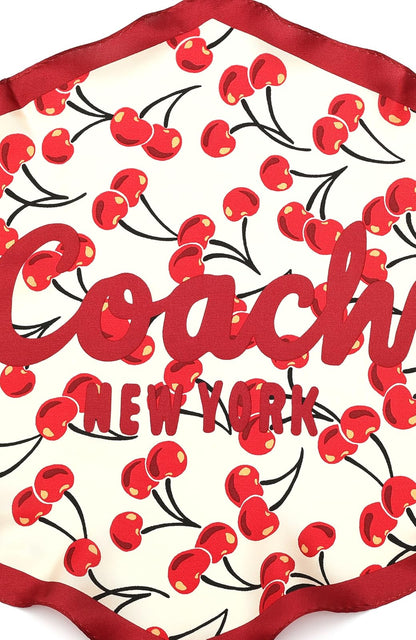 Coach Cherries Swirl - Diamante de seda estampado, rojo tiza, Talla única
