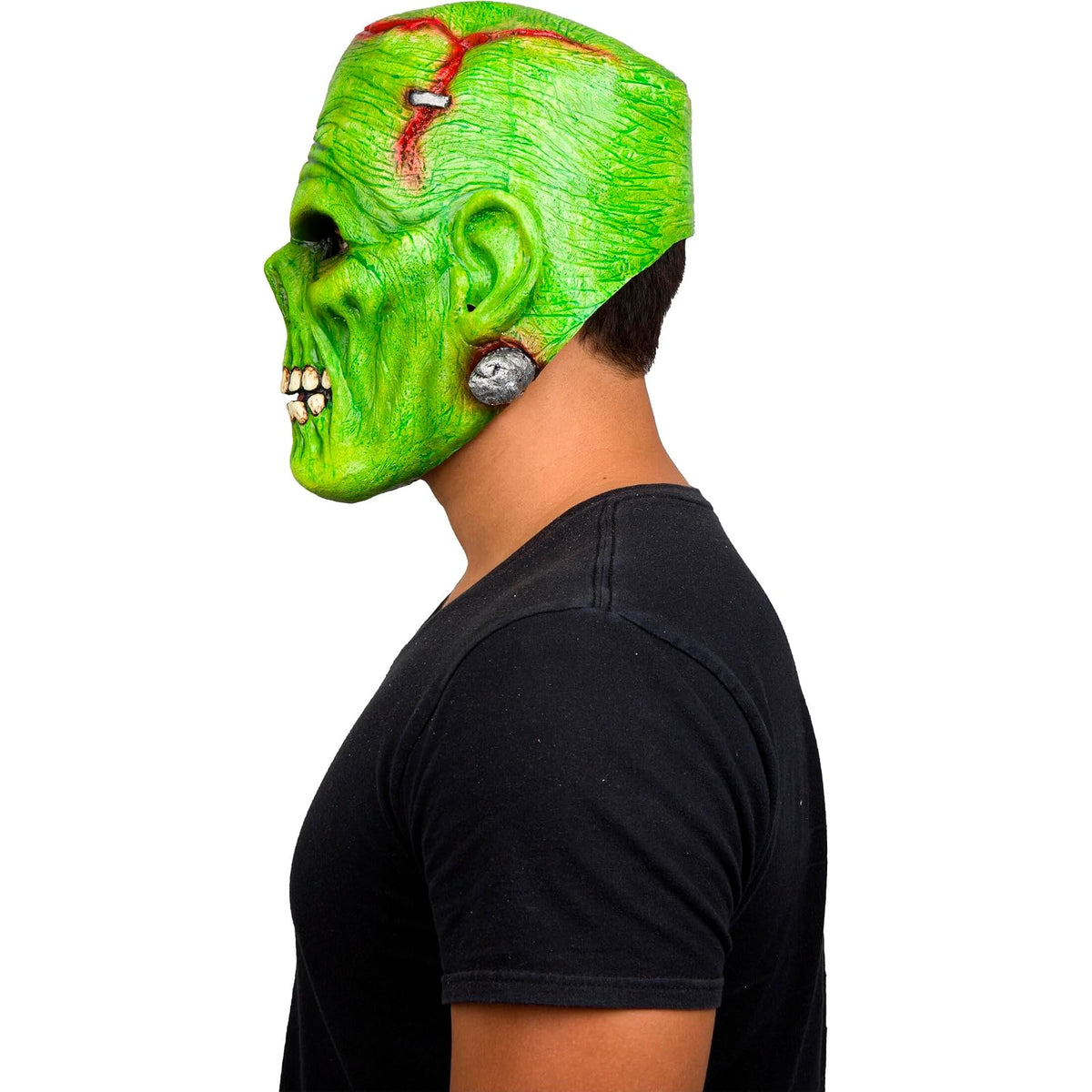 REV Frankenstein Monstruo Verde Máscara Latex | Máscara de Terror con Tornillos, Cicatrices y Dientes | Accesorio Cosplay Adulto Talla M Color Verde