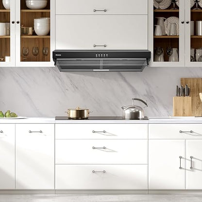 Hisense HUH701BS-Campana de Cocina,76cm, 3 Velocidades, Acero Inoxidable | Extracción, Nivel de Ruido, Recirculación, Iluminación LED, Diseño de Campana Telescópica, Filtro de Grasa Lavable