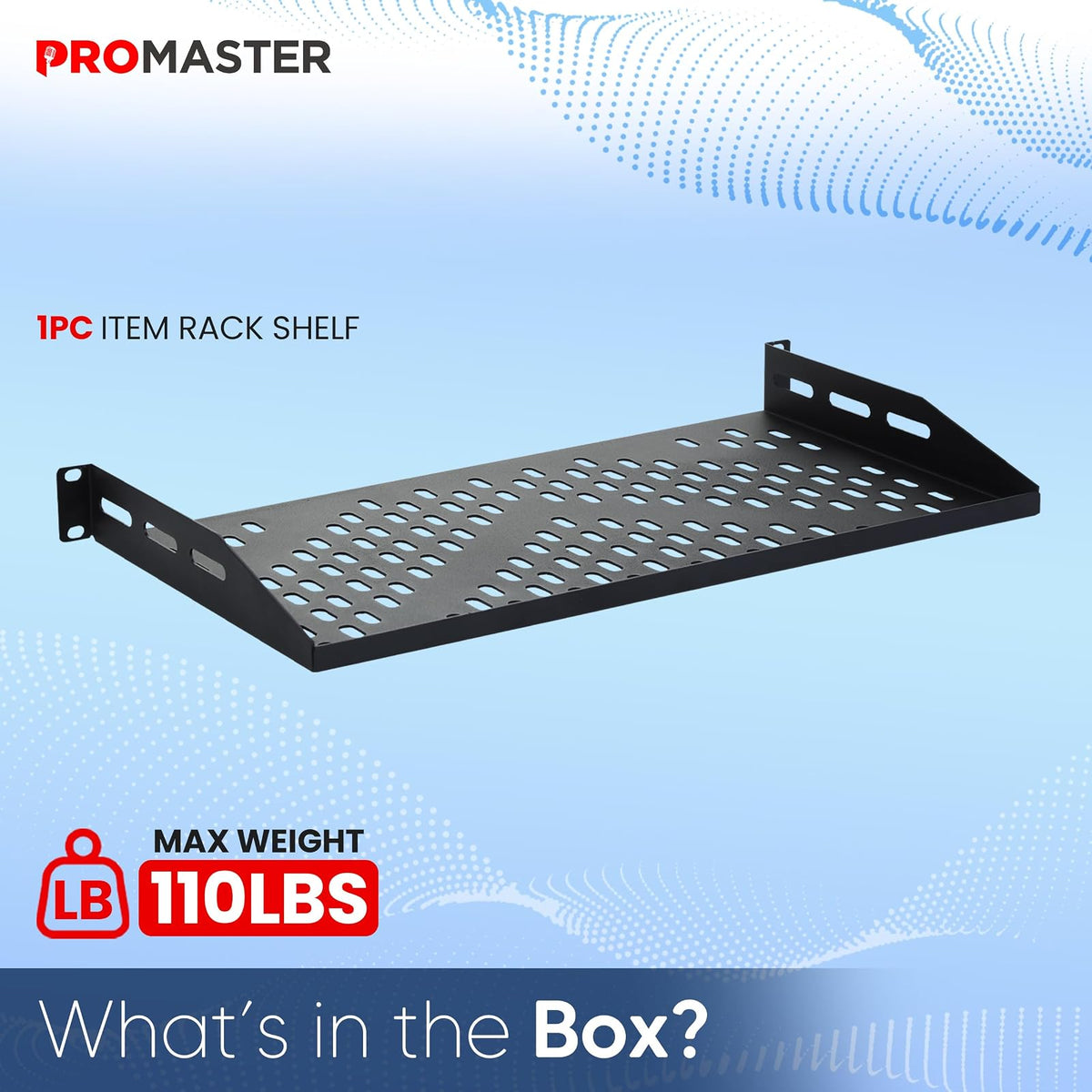 ProMaster - Estante ventilado para Servidor, 19 Pulgadas, 10 Pulgadas de Profundidad, 1U Universal integración Servidor ventilado Bandeja de Montaje en Rack para Flujo de Aire Constante, Montaje en