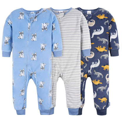 Gerber Pijama de Forro Polar Sin Pies Resistente al Fuego Paquete de 3 - 18 Meses - Perros - Dinos