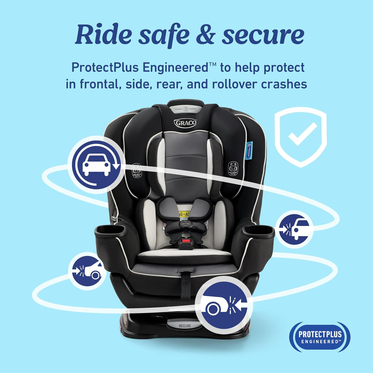 Graco Extend2Fit - Asiento convertible para automóvil para bebé, orientado hacia atrás y hacia adelante, panel de extensión ajustable para espacio adicional para las piernas, Redmond