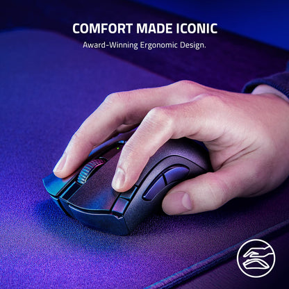 Razer DeathAdder V2 X Hyperspeed: mouse gamer con diseño ergonómico Inalámbrico ultrarrápido – Duración de la batería 235 horas - Windows Standard Edition