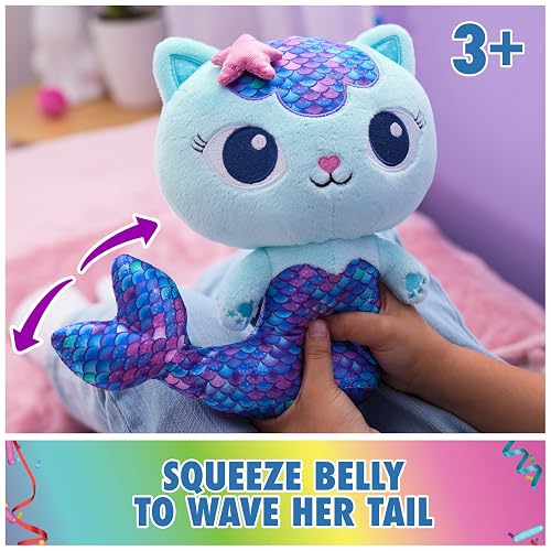 Gabby's Dollhouse, Fin-Tastic Mercat, Juguete de Peluche de Alta Calidad, 10 Pulgadas de Alto con Cola de Sirena en Movimiento, Juguetes para niños para niñas y niños a Partir de 3 años