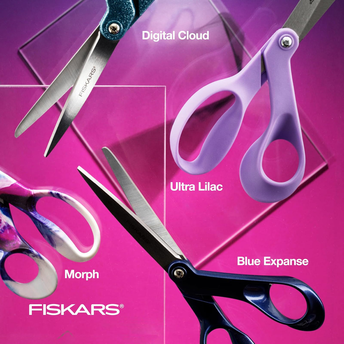 Fiskars - Tijeras ultra lilas, colección de diseño de exploración, cuchillas de acero inoxidable de alta calidad y asas ergonómicas para artes y manualidades