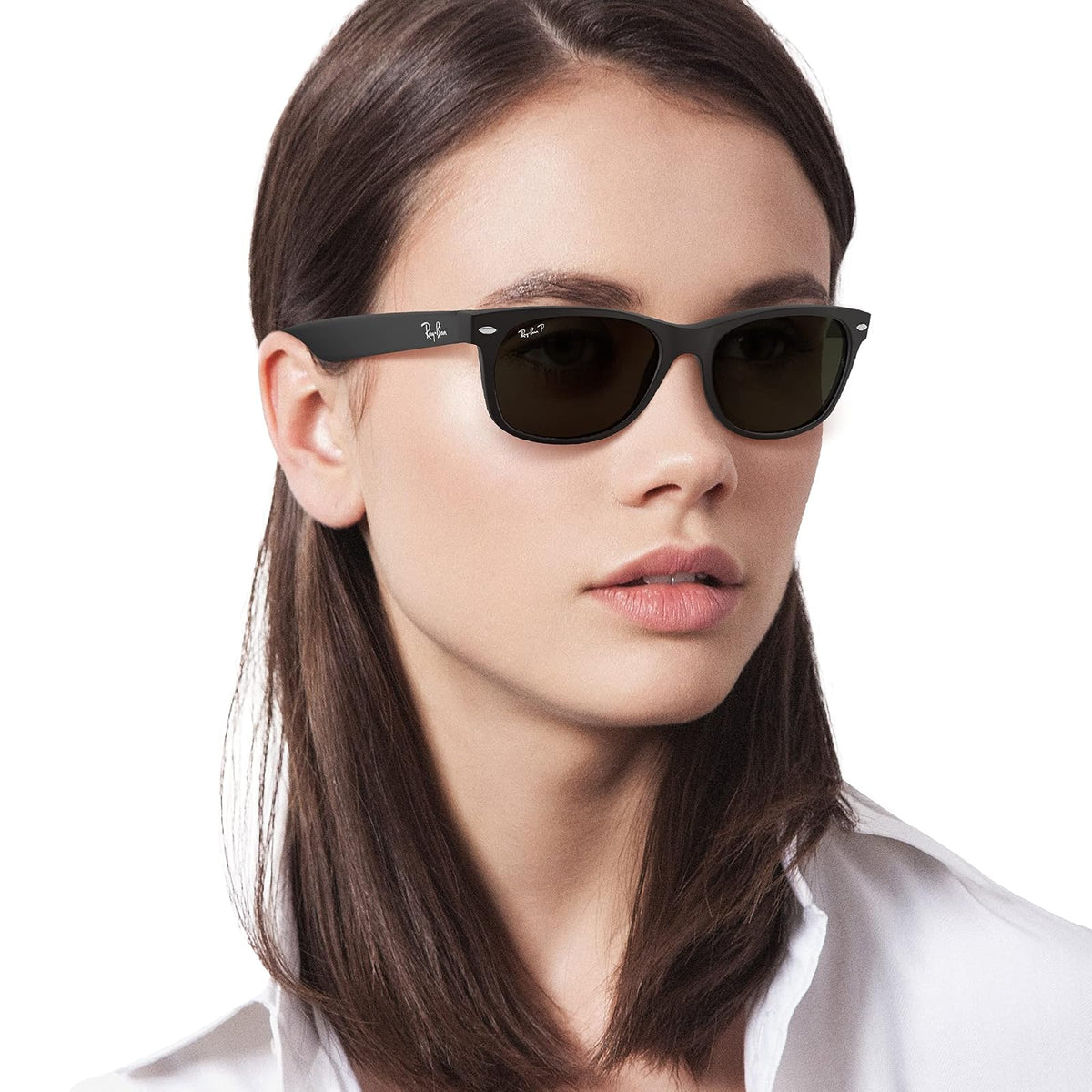 Ray-Ban Rb2132 - anteojos de sol cuadradas Wayfarer Everglass, Negro brillante/transparente., 58 mm