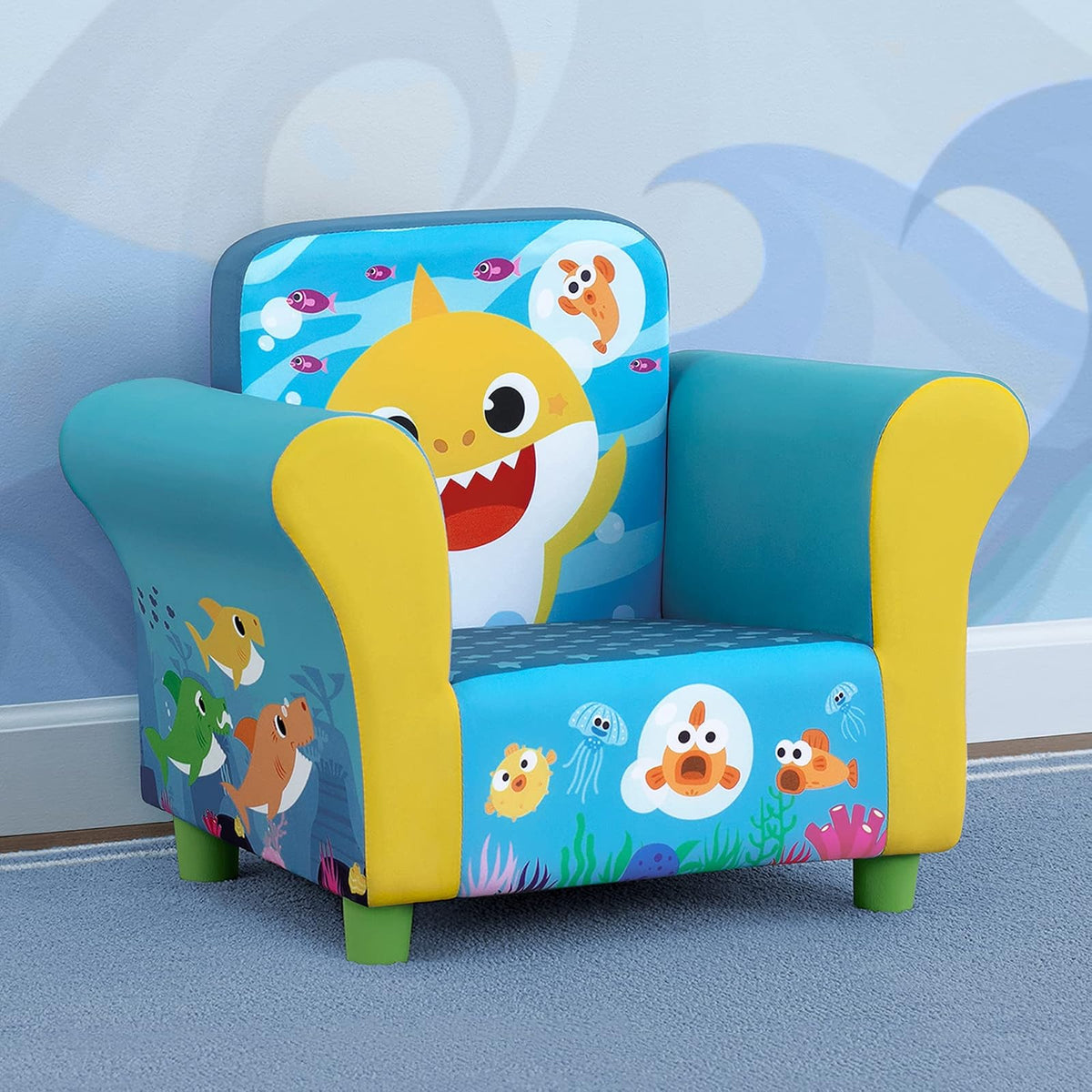 Delta - Silla tapizada para niños, tiburón bebé