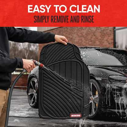 Motor Trend flextough Baseline - Heavy Duty Alfombrillas de Goma, 100% sin Olor y última intervensión de BPA, para Todo Tipo de Clima, Color Negro, Negro