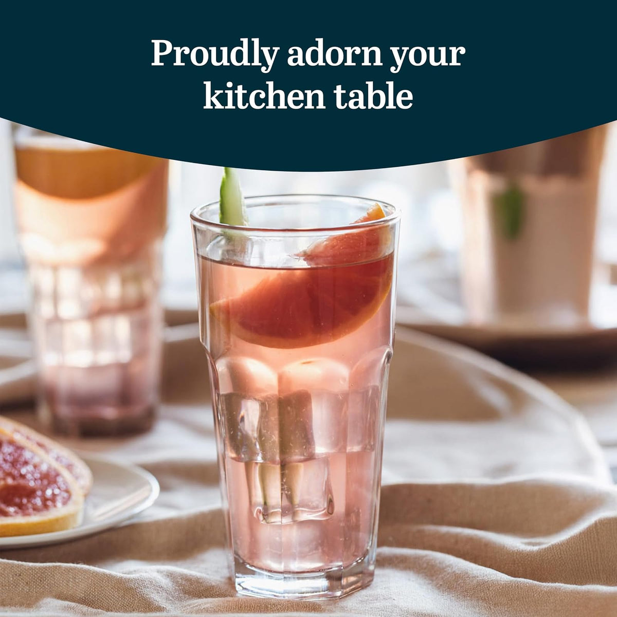 Libbey Juego de 12 vasos altos de vidrio Gibraltar, 473 ml | Capacidad de 16 onzas para agua, jugo, refrescos, cócteles y más con lados facetados y limpieza segura para lavaplatos