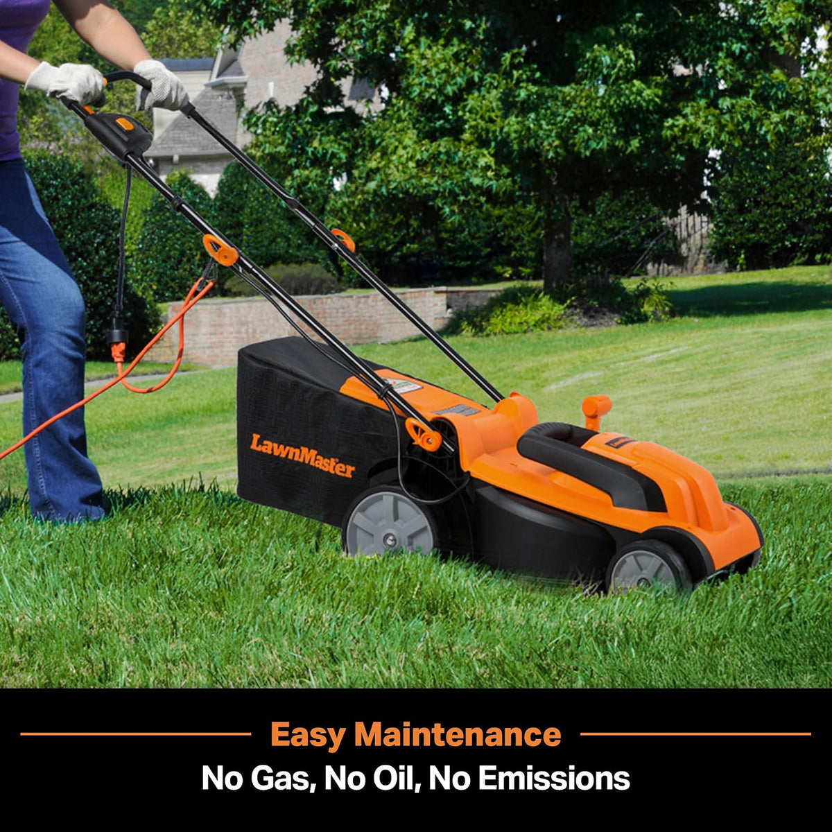 LawnMaster MEB1114K Cortacésped eléctrico con Cable de 15 Pulgadas, 11 amperios