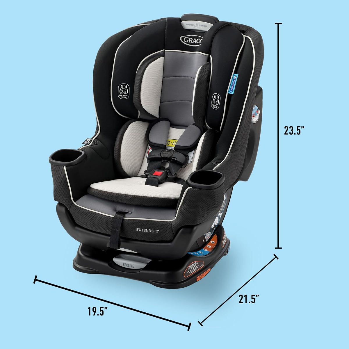 Graco Extend2Fit - Asiento convertible para automóvil para bebé, orientado hacia atrás y hacia adelante, panel de extensión ajustable para espacio adicional para las piernas, Gotham