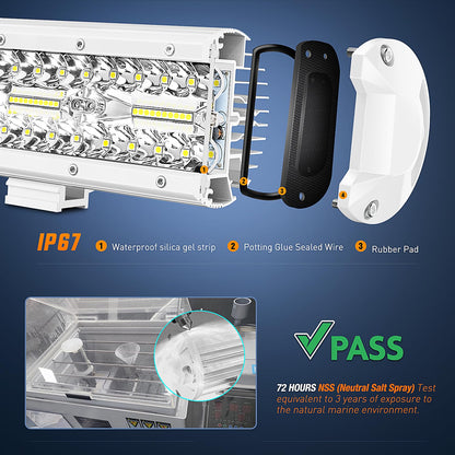 Nilight 18062CW Barra de Luz LED de Navegación Marina de 12 Pulgadas, Combo Punto/Inundación Blanco, para Barco