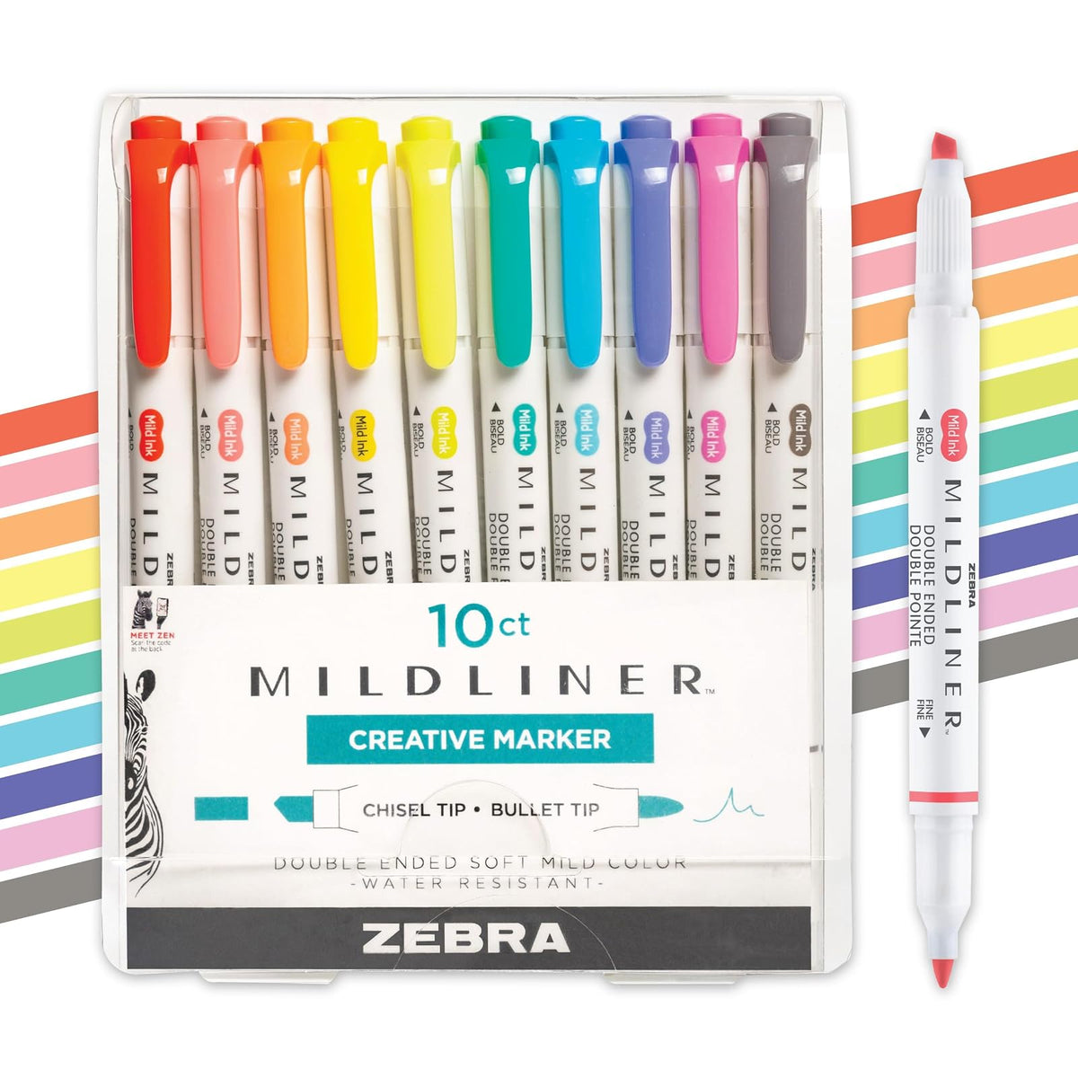 Zebra Mildliner Iluminadores de Doble Punta, Colores Surtidos - Refresco y amigable A - 10
