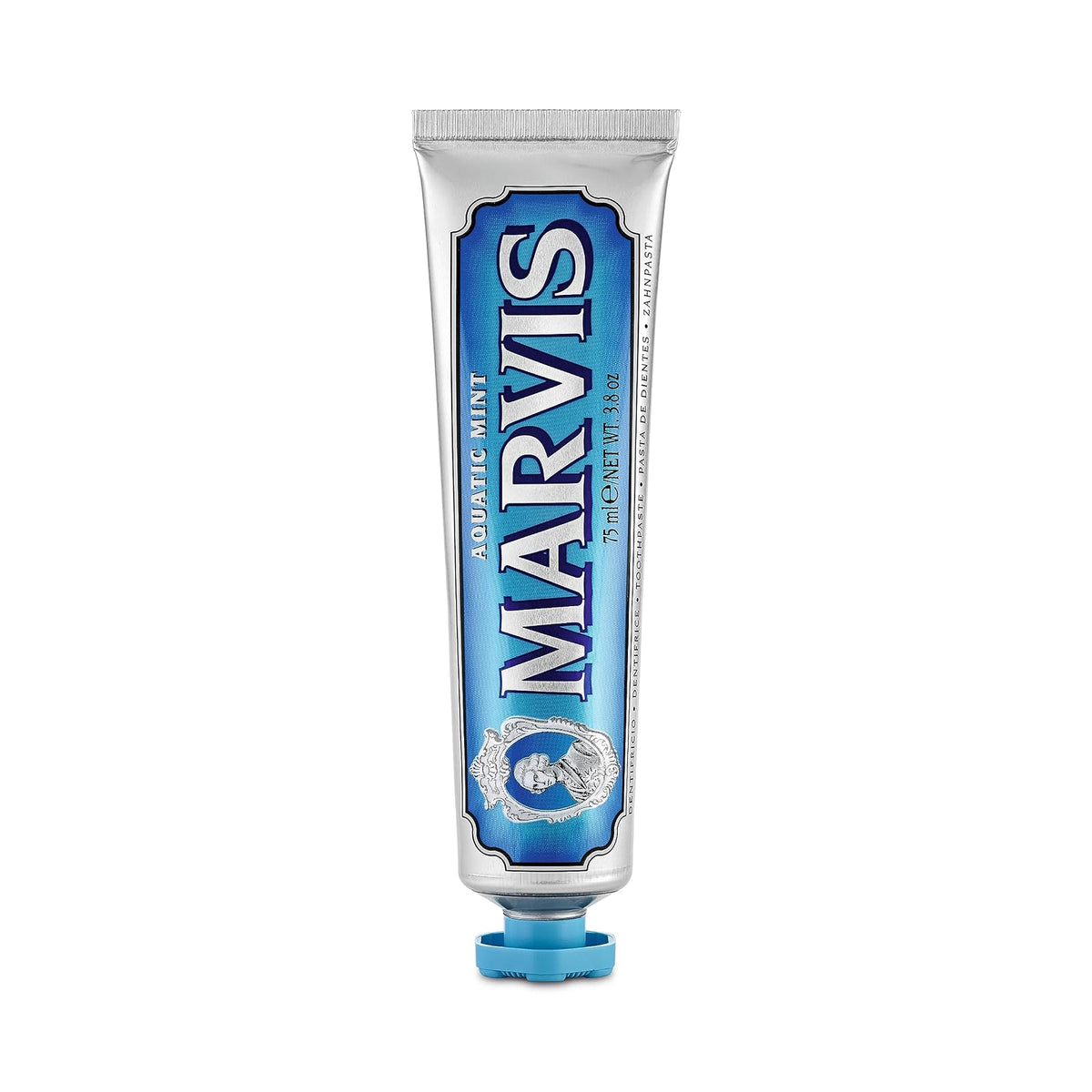 Pasta Dental de Menta Acuática, Higiene Bucal Premium, Sensación Fresca y Limpia, Uso Diario, 75 ml, Marvis