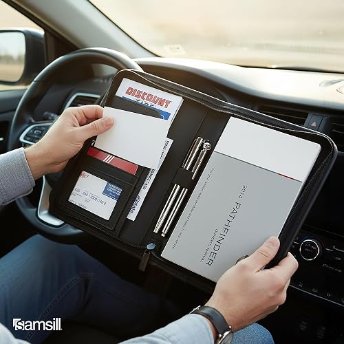 Samsill - Soporte para registro y seguro de automóvil, organizador de guantera Maunal del propietario, 7.25 x 10 pulgadas, soporte para documentos de automóvil, color negro