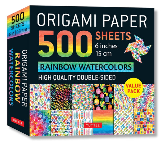 Origami Paper 500 sheets Rainbow Watercolors 6" (15 cm): Tuttle Origami Paper: Double-Sided Origami Sheets Printed with 12 Different Designs (Instructions for 5 Projects Included)